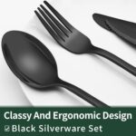 EWFEN 24-Piece Black Silverware Set with Steak Knives - Image 3
