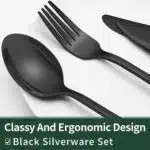 EWFEN 24-Piece Black Silverware Set with Steak Knives - Image 3