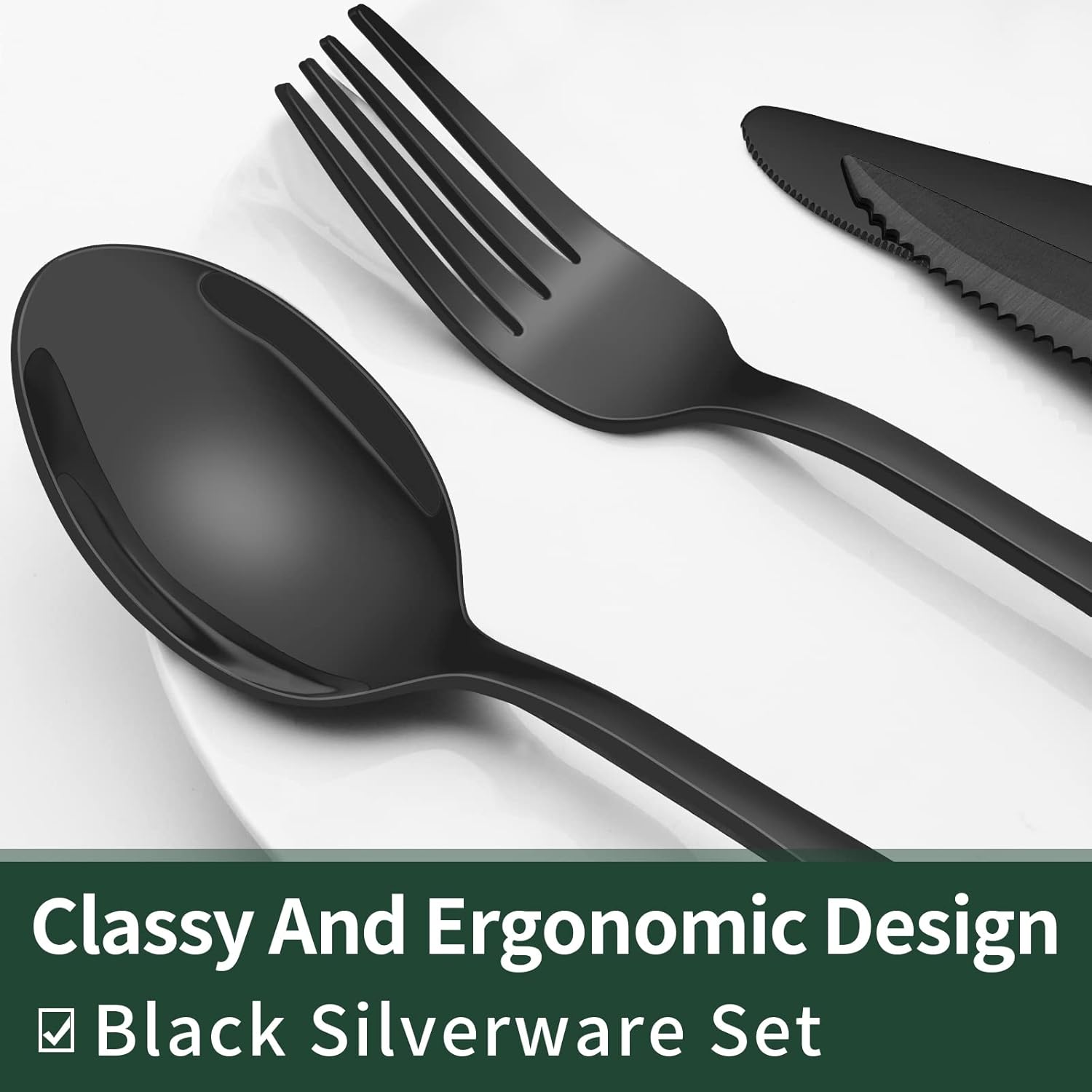 61r+tSKVTbL._AC_SL1500_ EWFEN 24-Piece Black Silverware Set with Steak Knives - Image 3