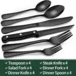 EWFEN 24-Piece Black Silverware Set with Steak Knives - Image 2