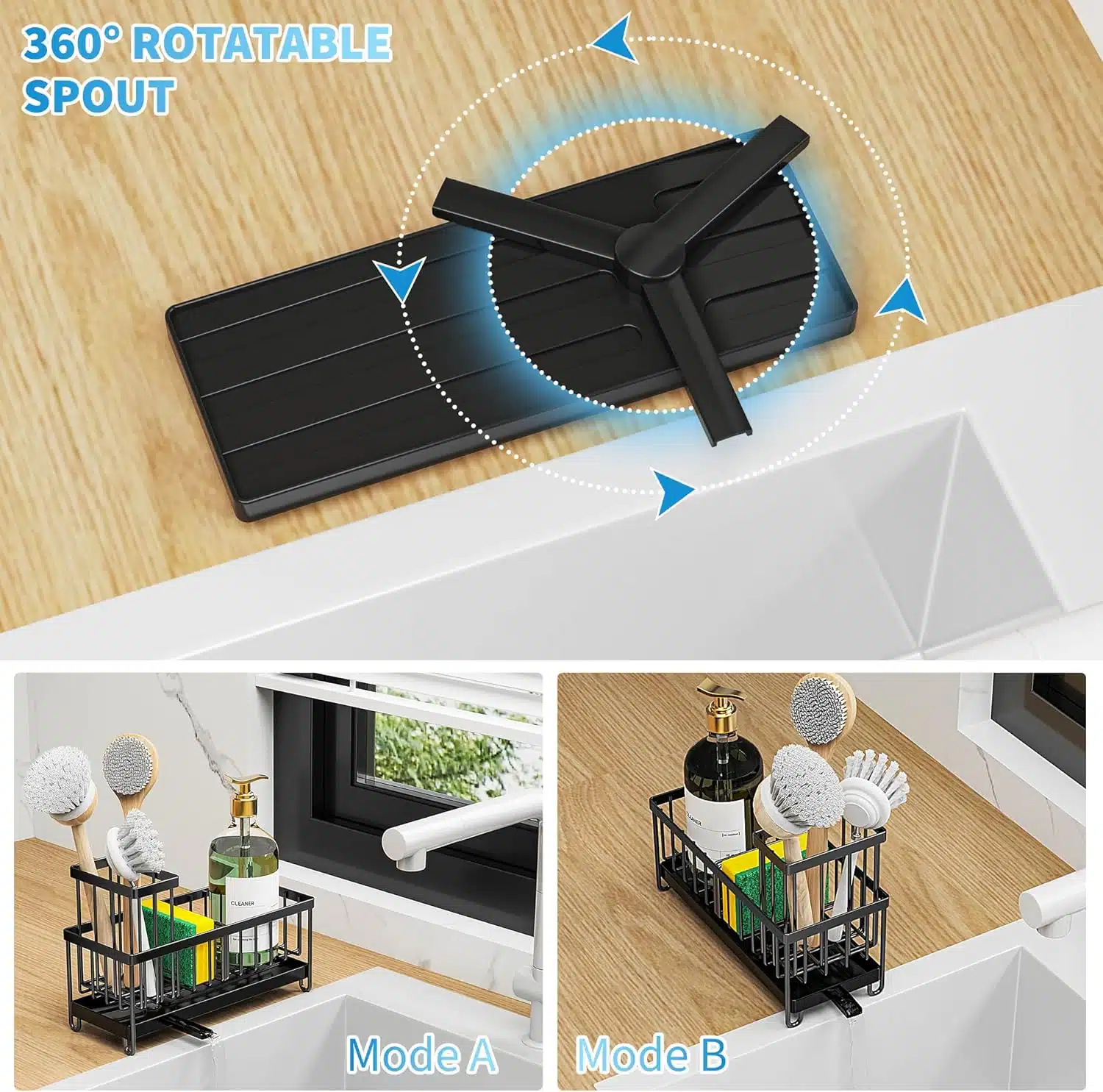 81-Tzi4XFnL._AC_SL1500_ Cisily Black Sponge Holder for Kitchen Sink - Image 2