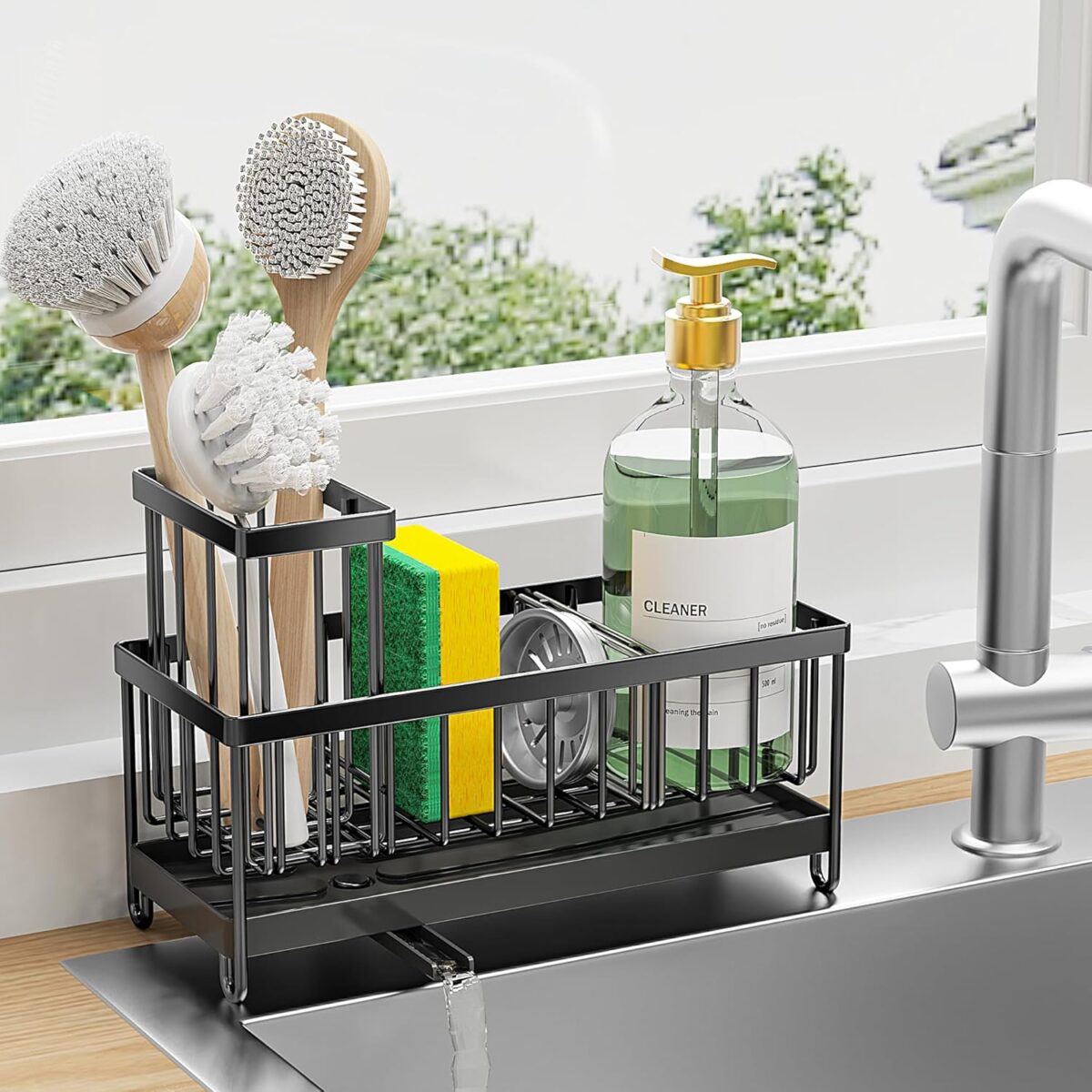 Cisily Black Sponge Holder for Kitchen Sink - Image 1