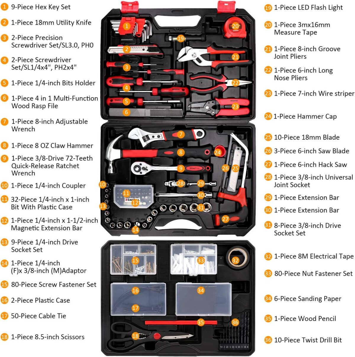KingTool 325 Piece Home Repair Tool Kit - Image 2
